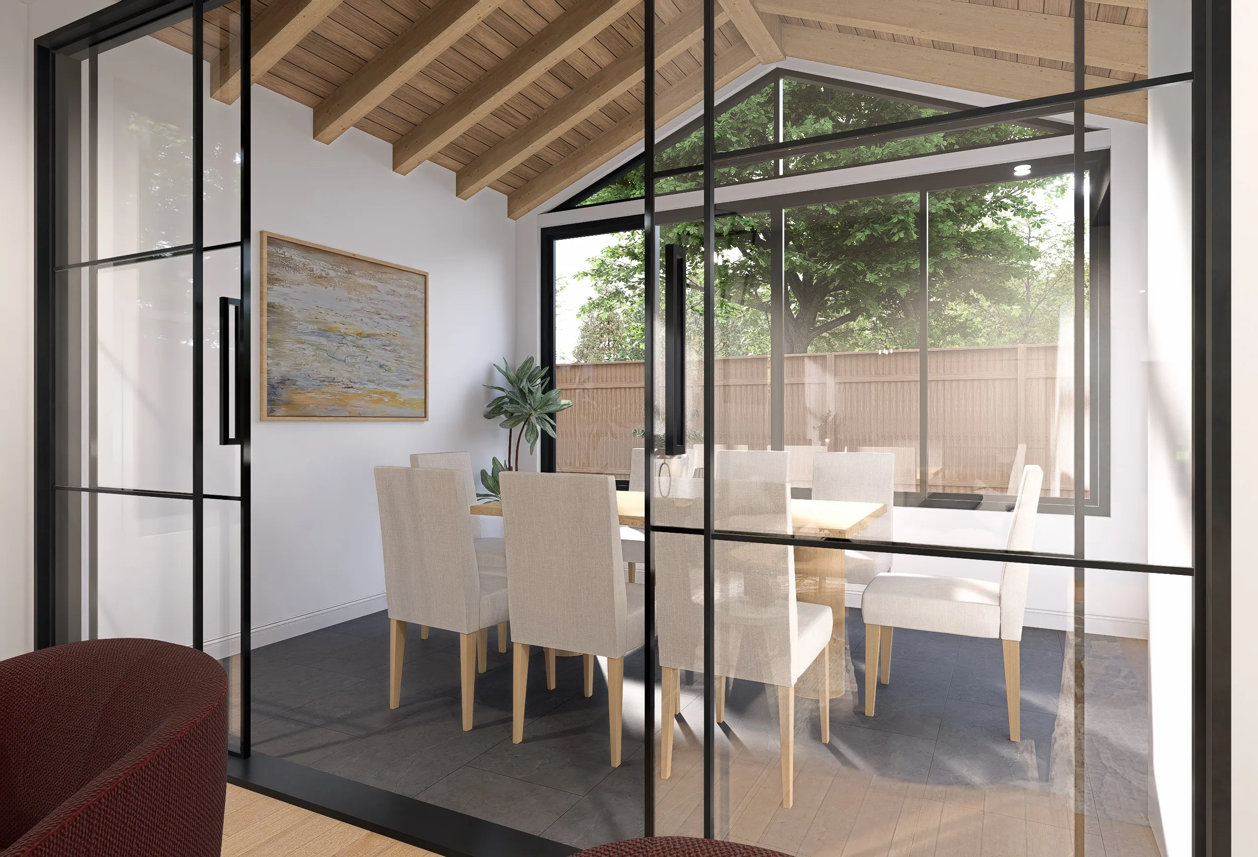 Three-season sun room rendering at The Cottages at Wire Mill
